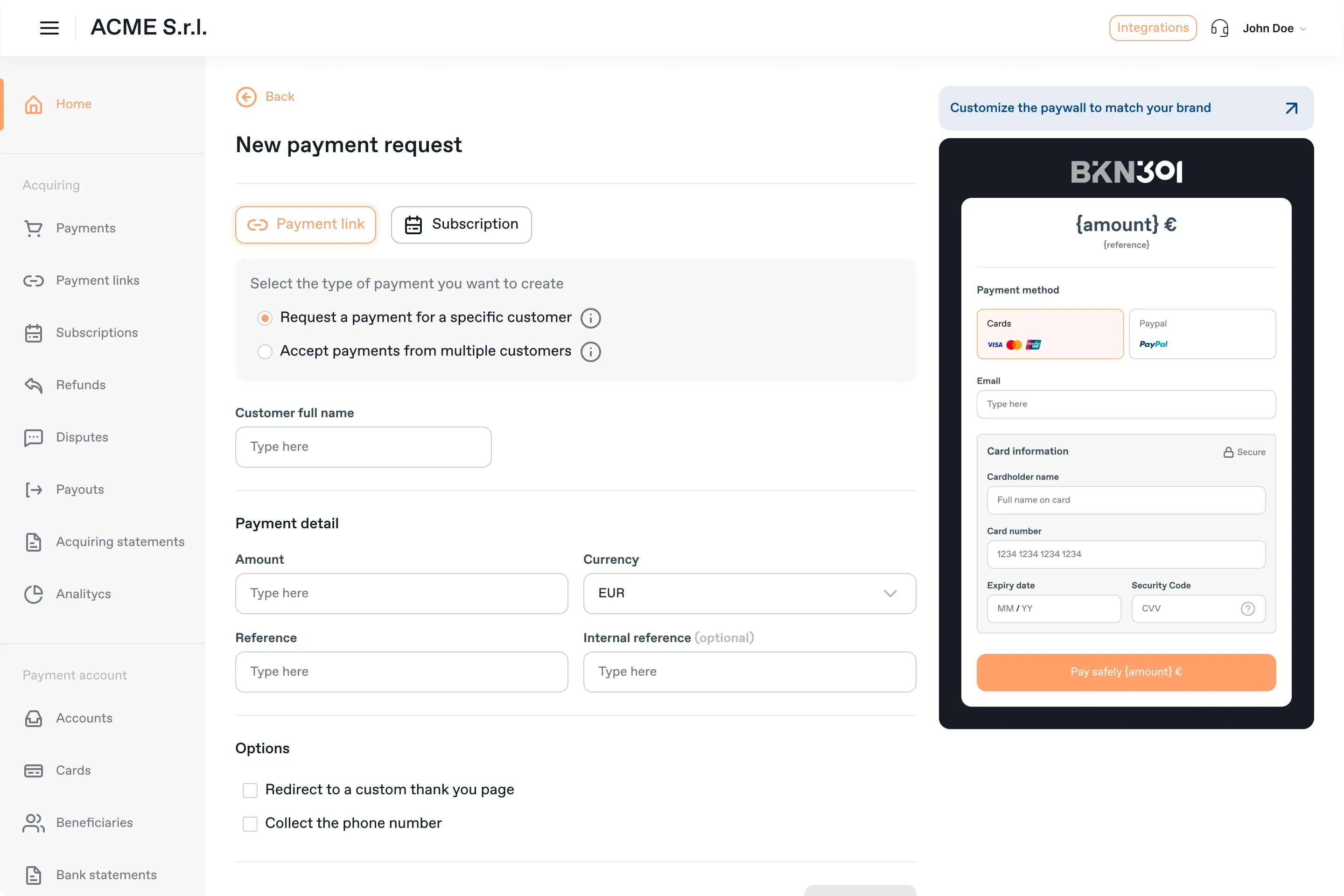 BKN301 Payment Plaftorm Screenshot